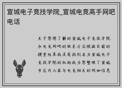 宣城电子竞技学院_宣城电竞高手网吧电话